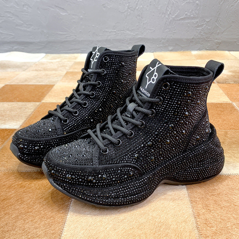 Rhinestone women's platform shoes