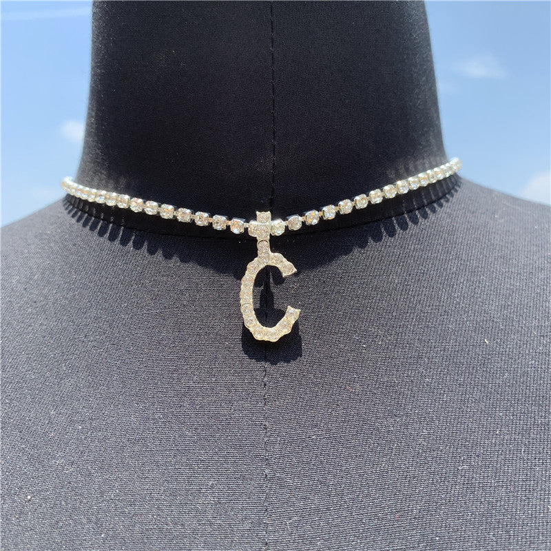 Rhinestone Pendant Simple Alloy Necklace