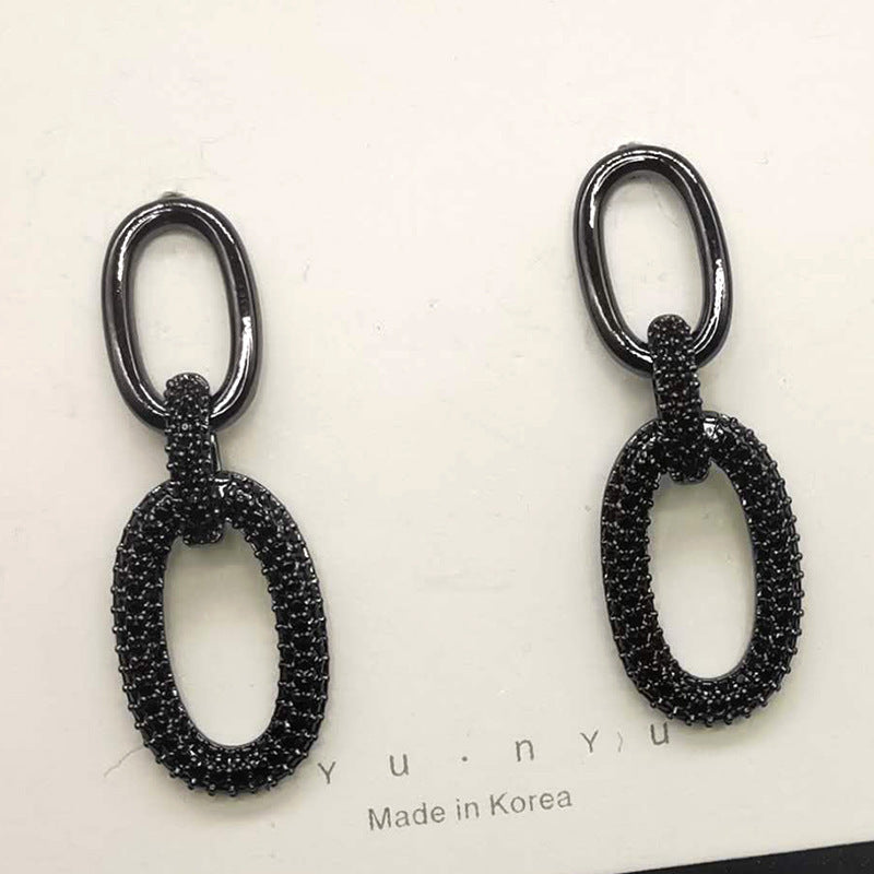 Womens Earrings Light Luxury Chain Micro-Inlaid Zircon Earrings