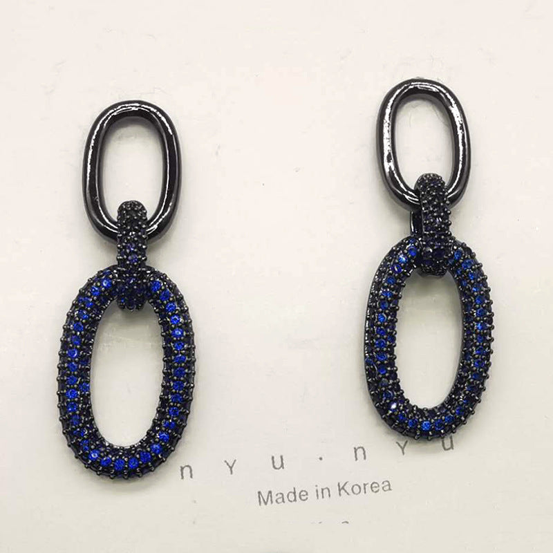 Womens Earrings Light Luxury Chain Micro-Inlaid Zircon Earrings