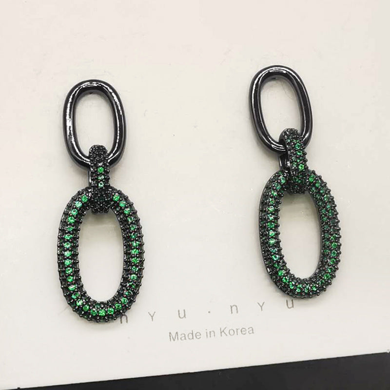 Womens Earrings Light Luxury Chain Micro-Inlaid Zircon Earrings