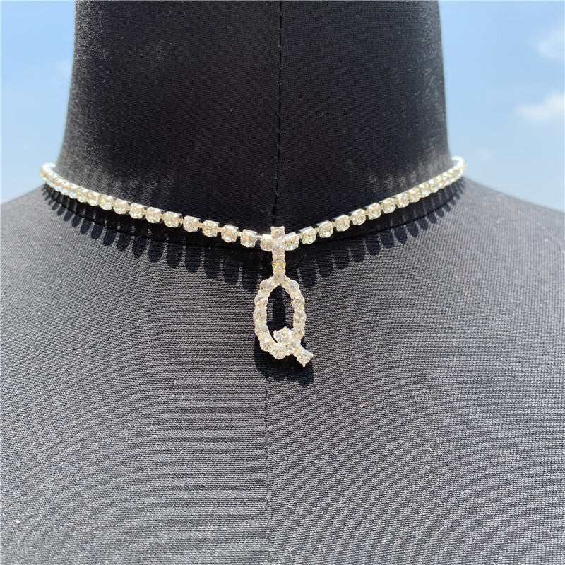 Rhinestone Pendant Simple Alloy Necklace