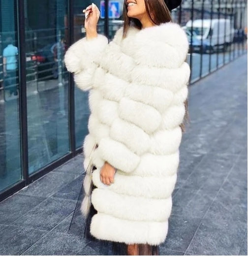 Faux fox fur coat