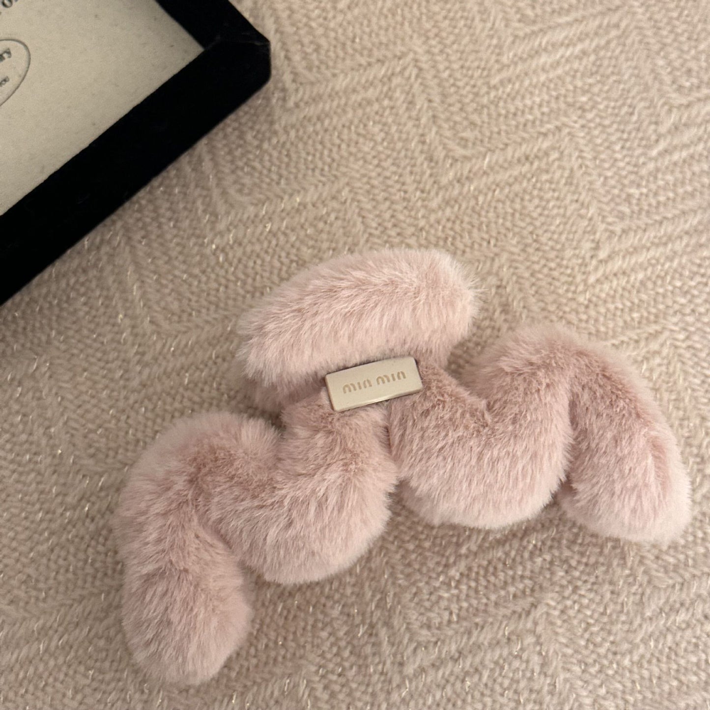 Faux Rabbit Fur M Letter Plush Clip