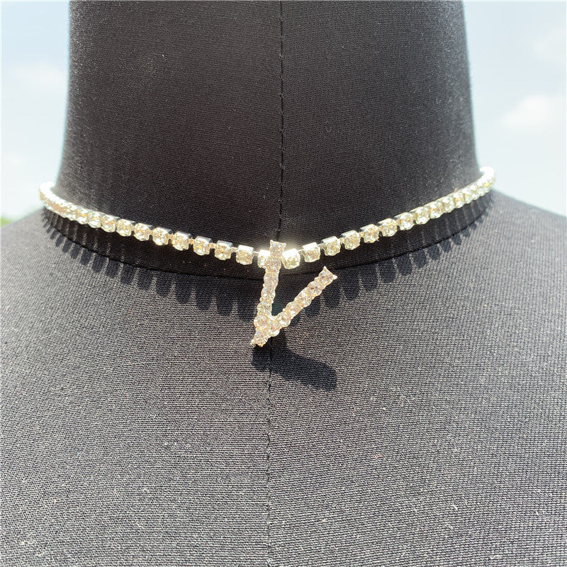 Rhinestone Pendant Simple Alloy Necklace