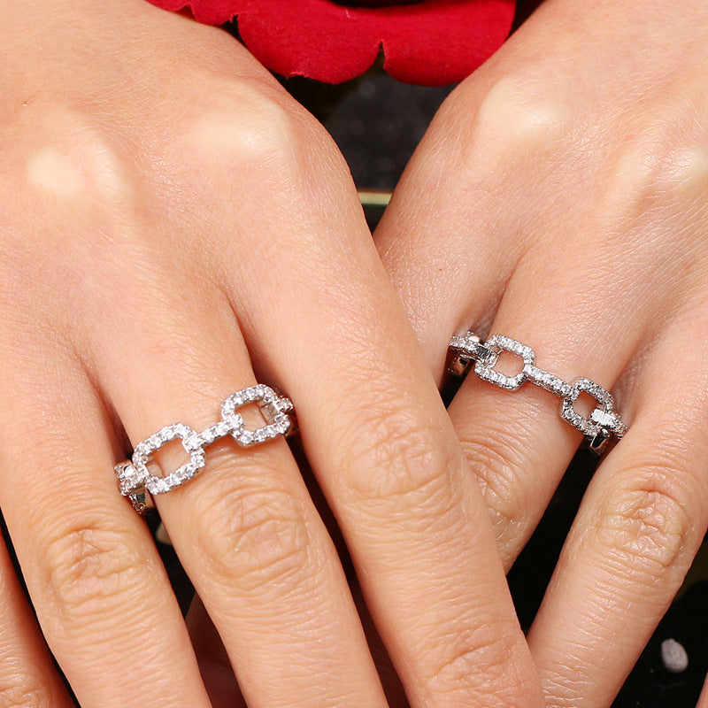 Zircon Chain Ring Fashion Simple Couple