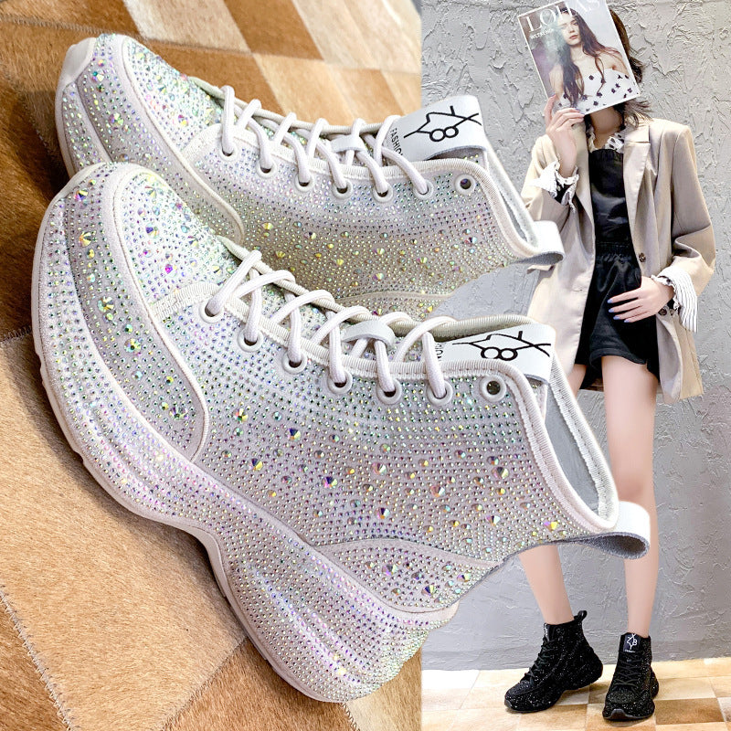 Rhinestone women's platform shoes