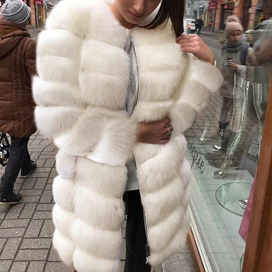 Faux fox fur coat