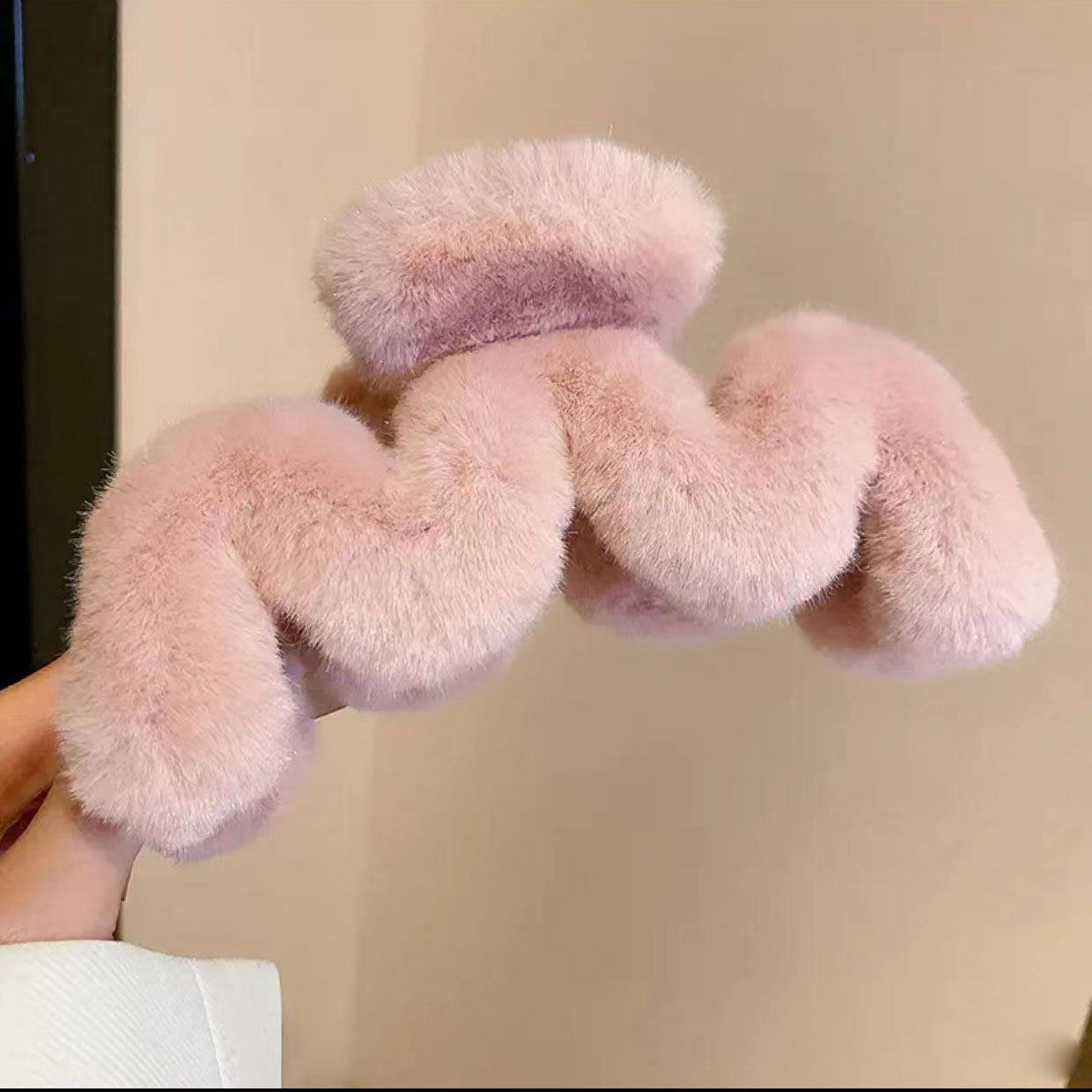 Faux Rabbit Fur M Letter Plush Clip