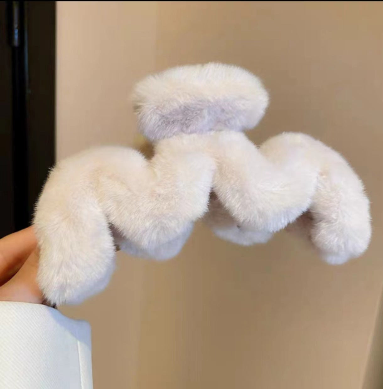 Faux Rabbit Fur M Letter Plush Clip