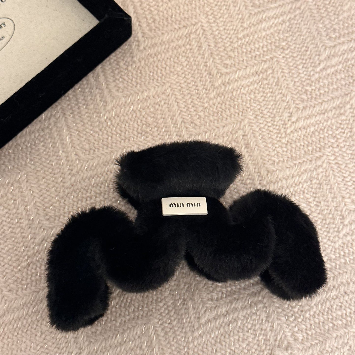 Faux Rabbit Fur M Letter Plush Clip