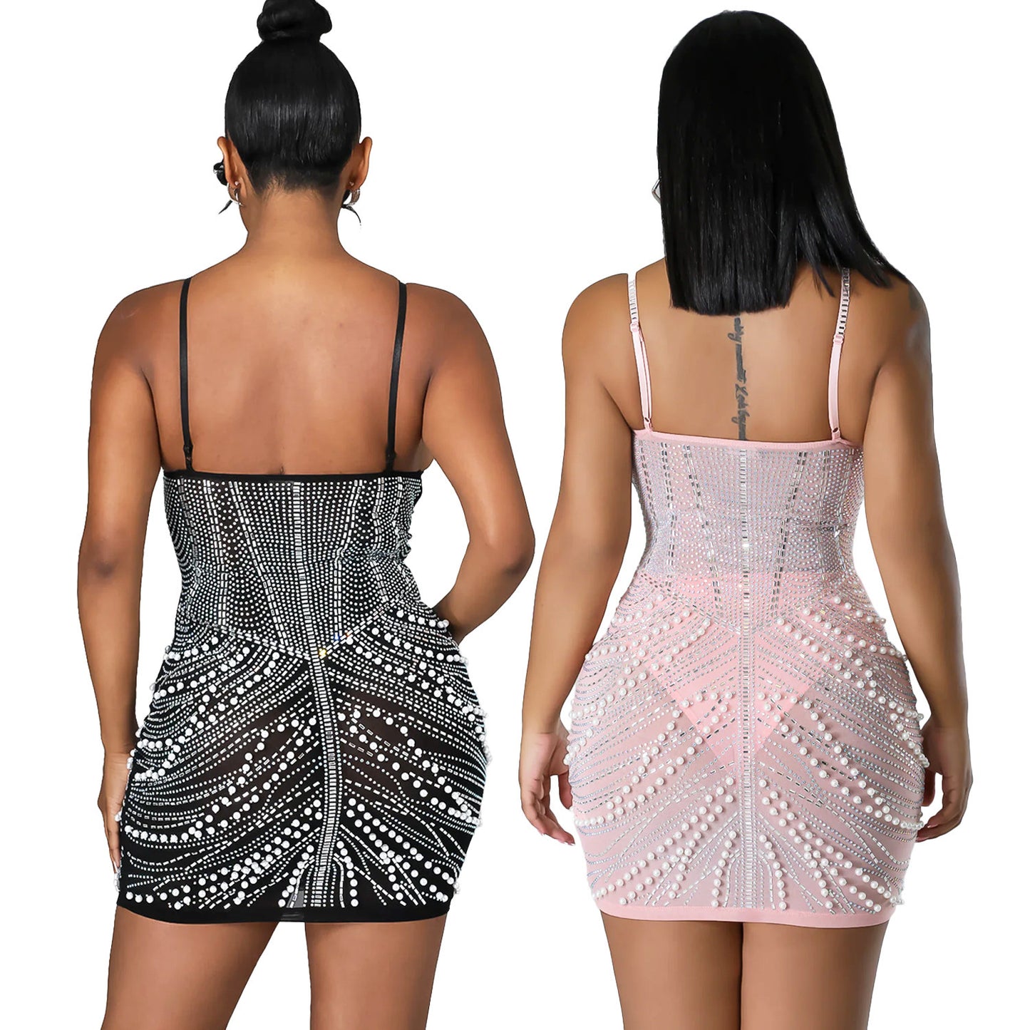 Tight Net Drill Rhinestone Dress