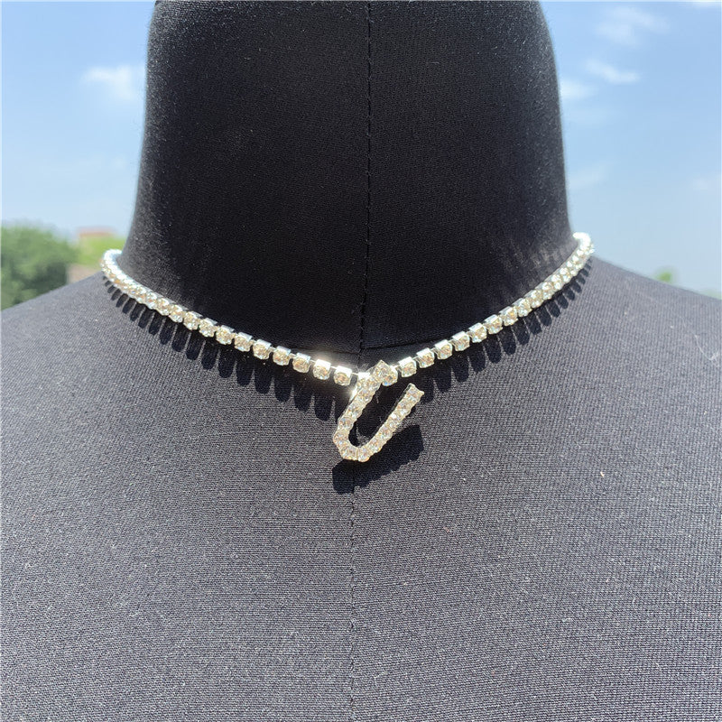 Rhinestone Pendant Simple Alloy Necklace