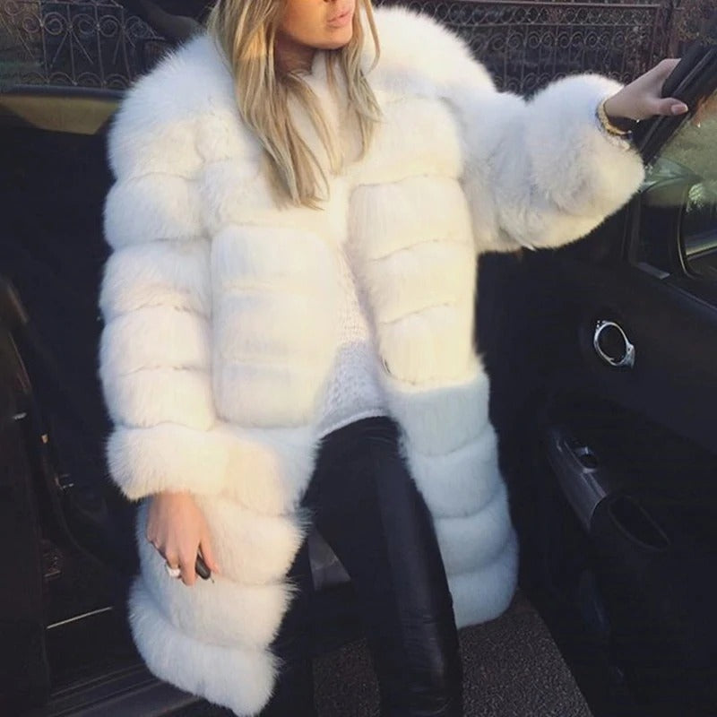 Faux fox fur coat