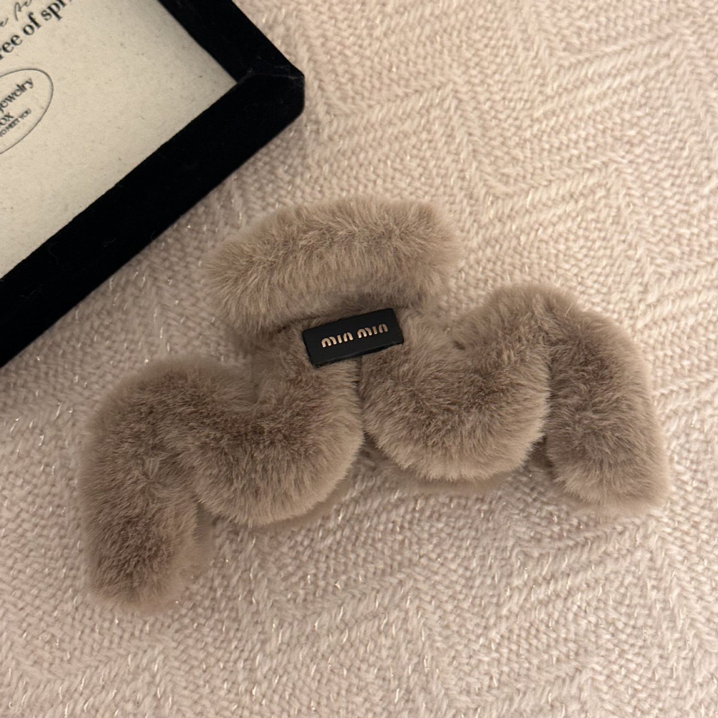 Faux Rabbit Fur M Letter Plush Clip