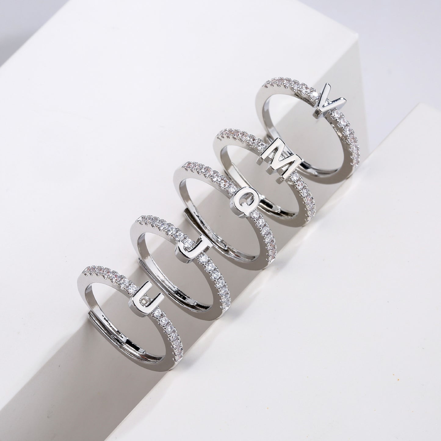 26 English Alphabet Zircon Ring Letters