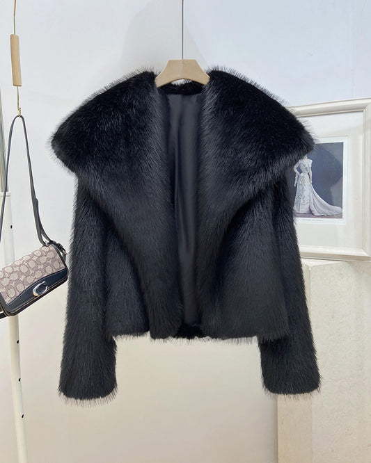 Women's Warm Big Collar Faux Fur Coat