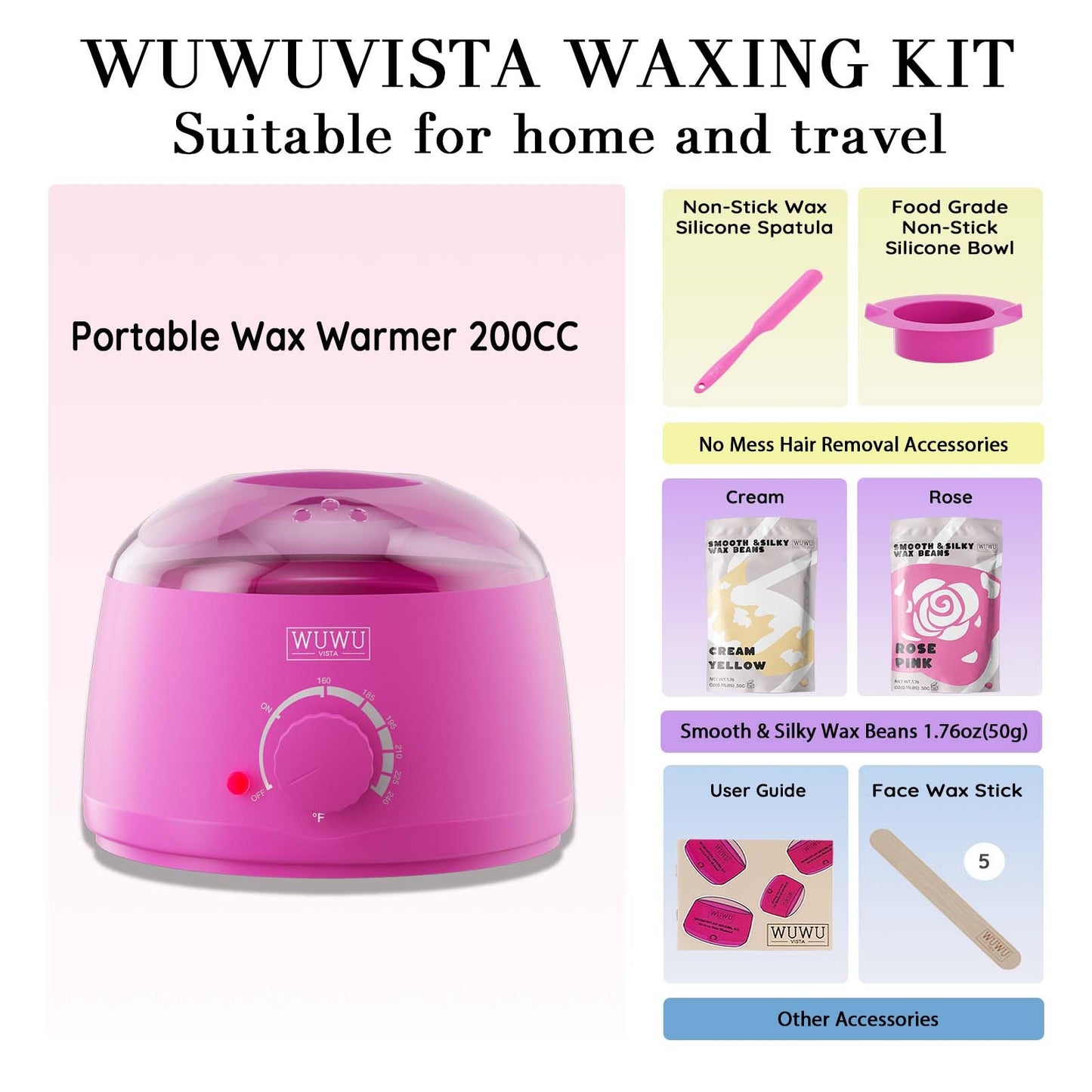 Waxing Kit 11 Artikel WUWUVISTA Haaren tfernung Wachs kit mit Wachs schmelze Wärmer Waxperlen für Gesicht, brasilia nisch, Ganzkörper, Bikini, sensible Haut geeignet für Stecker amerikanischer, europäischer Spezifikation