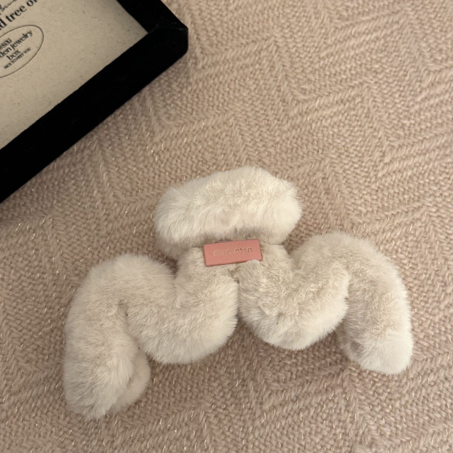 Faux Rabbit Fur M Letter Plush Clip