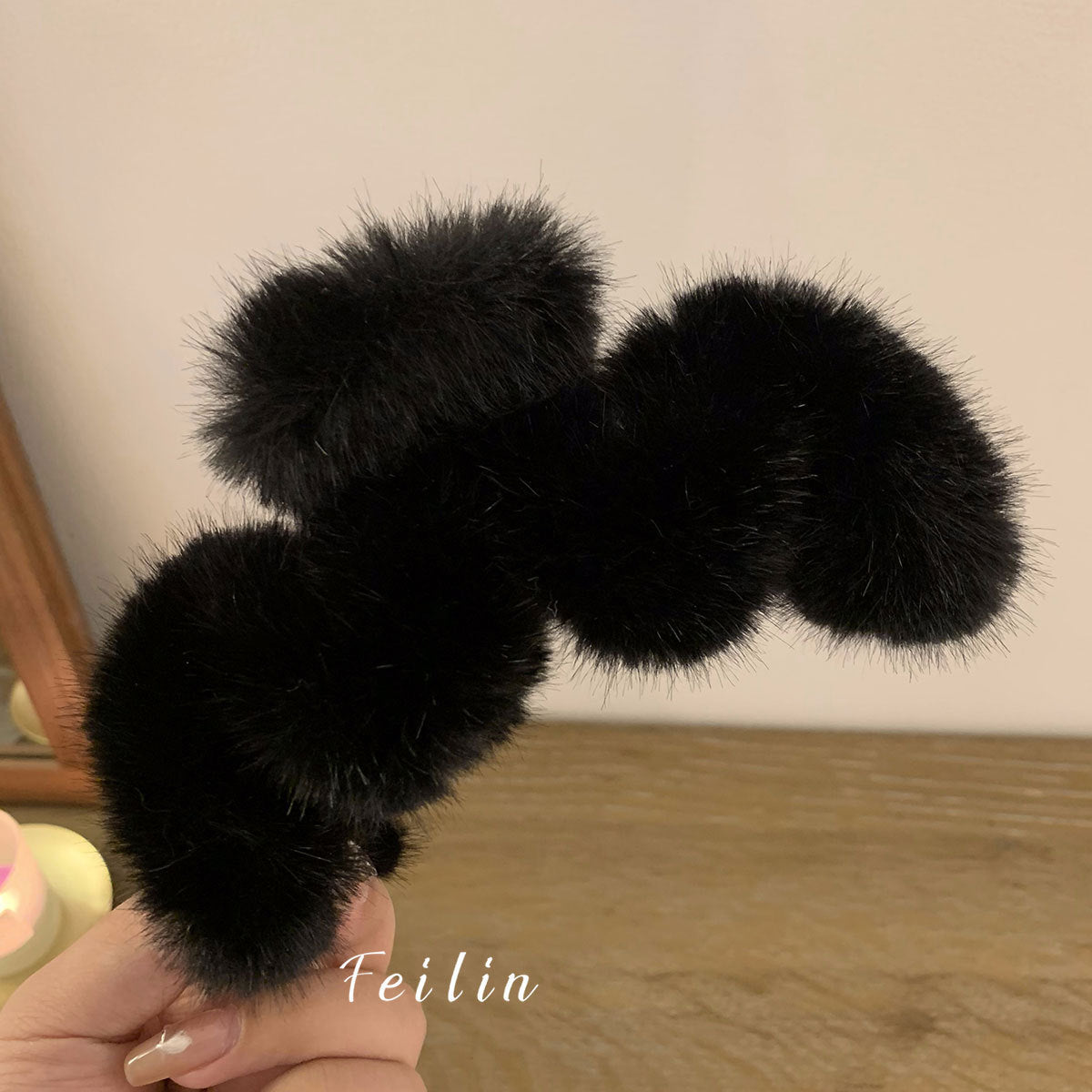 Faux Rabbit Fur M Letter Plush Clip